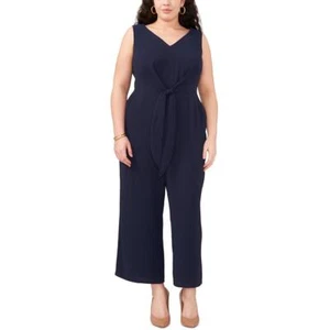 Vince Camuto Womens Island Oasis Navy Tie Waist Jumpsuit Plus 1X BHFO 3335 - Picture 1 of 2