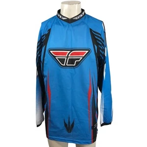 FLY - MEN'S MEDIUM -BLUE LONG SLEEVE V NECK RACING LITE JERSEY - Picture 1 of 5