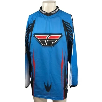 FLY - MEN'S MEDIUM -BLUE LONG SLEEVE V NECK RACING LITE JERSEY - Image 1 of 4