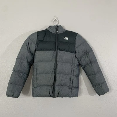 The North Face Youth XL 18/20 Moondoggy 550 Down Hood Grey Heather Jacket Coat - Image 1 of 4