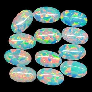 12 Pcs Australian Opal 5x3mm Oval Cabochon AAA Quality Lab Created Gemstone Lot - Picture 1 of 7