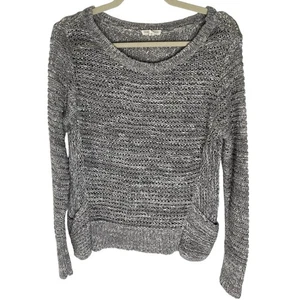 Maglione Eileen Fisher piccolo filato italiano maglia aperta tortora avorio Lagenlook costa - Foto 1 di 4