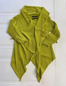 Cárdigan suéter Barbara De Younge Jounge amarillo verde lana dobladillo asimétrico OS - Imagen 1 de 6