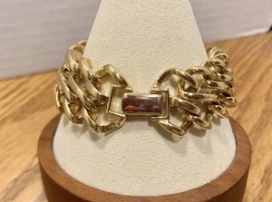 Echt cooles Monet Vintage goldfarbenes Doppel Gliederarmband - Bild 1 von 8
