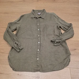 J.Jill Leinen Button Down Hemd XS Petite Olivgrün Langarm Oberteil - Bild 1 von 8
