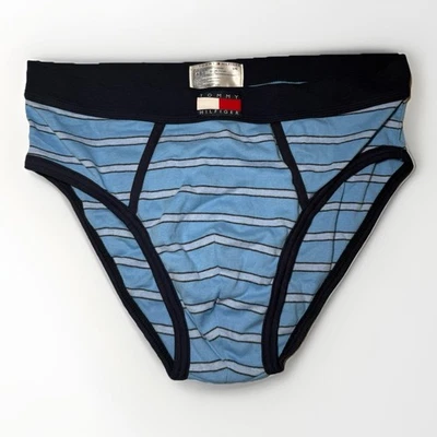 Винтажный Tommy Hilfiger мужской хлопок краткое белье - размер большой - синий в полоску - Изображение 1 из 4