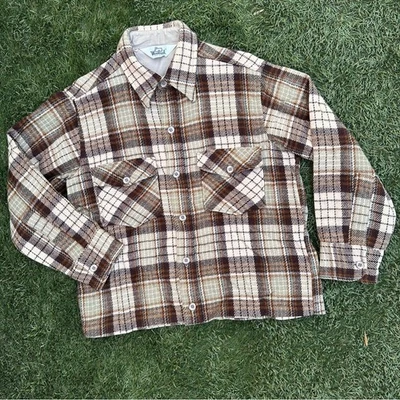 Vintage Woolrich Trucker Shacket Twill Plaid Cottagecore Lightweight Flannel M - Image 1 of 4