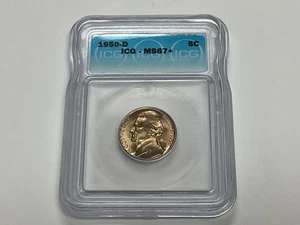 NO RESERVE 1950-D Jefferson Nickel ICG MS67+ 5C Cent $.05 NGC Price Guide $550!  - Picture 1 of 7
