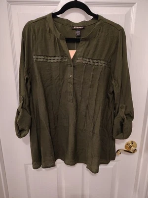 Nordstrom by Design Feminino Tamanho Superior LG Rifle Verde Novo com etiquetas Manga Longa - Imagem 1 de 3