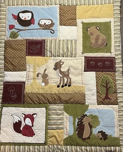 Eddie Bauer Nursery Crib Comforter Blanket Quilt Forest Animals, Fox Deer Rabbit - Picture 1 of 4