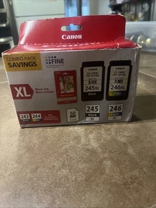 Canon PG-245XL/CL-246XL Ink Cartridge Combo Pack w/50 Sheets 4"x6" Photo Paper - Picture 1 of 6