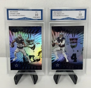Set 2 carte Panini Illusions Dak Prescott & CeeDee Lamb Dallas Cowboys 2024! - Foto 1 di 3