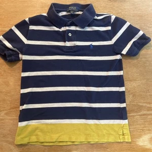 Polo Ralph Lauren Polo Shirt Youth Medium Blue White Stripes Knit Boys Kid - Picture 1 of 4
