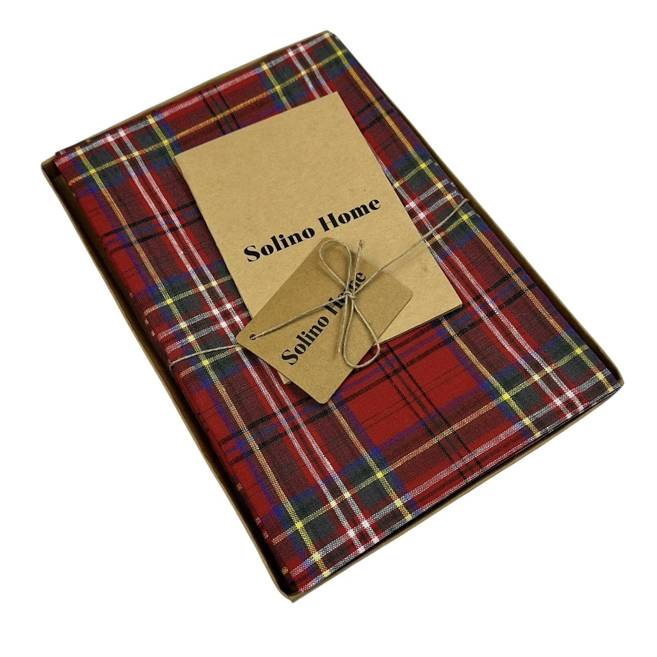 Solino Home linen Napkins Cloth Dinner Set of 4 for Christmas - Tartan Plaid
