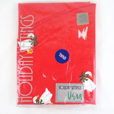De Colección Navidad Ganso Vinilo Mantel Franela Respaldo 70" Ovalado Ganso Vera Neuman Foto 1 de 4