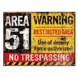 AREA 51 WARNING Restricted NO TRESPASING Decal Sticker Vinyl Deadly Force - Foto 1 di 2