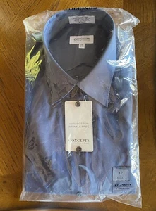 Concepts By Claiborne Wrinkle Free Long Sleeve Blue Shirt - 17 36/37 - Picture 1 of 2