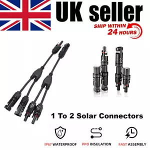 Solar Cable Parallel Adaptor Solar Panel Connectors Y Branch Adapter Outdoor~ - Picture 1 of 26