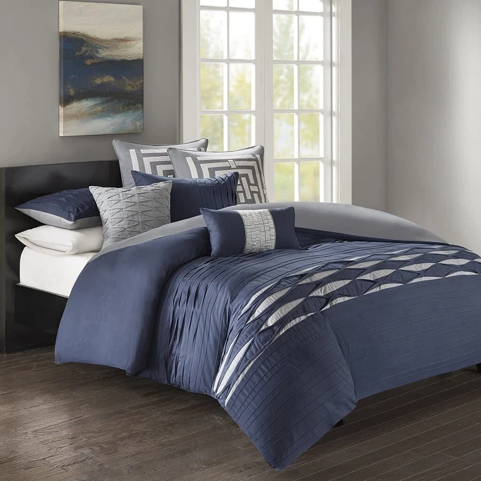 N Natori Nara Queen Duvet Cover mini set -Navy NS12-3083 - Image 1 of 1