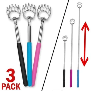 3 Pack Bear Claw Telescopic Metal Extendable Back Scratcher Back Massager Gift - Picture 1 of 7