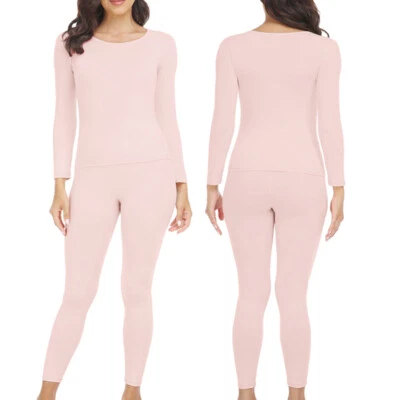 Fleece Lined Women Thermal Underwear Set Long Johns Base Layer Top Bottom Warm - Image 1 of 4