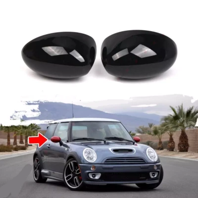 Per MINI Cooper R52 R50 R53 Specchio Retrovisore Laterale Porta Ala Specchio Tappo Nero Lucido - Immagine 1 di 4