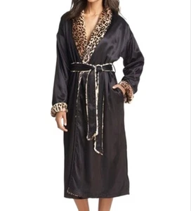 Little Giraffe Damen braun Leopard Kunstfell Luxus Satin Robe Größe 0 neu mit Etikett - Bild 1 von 2