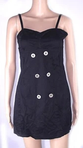 Risskio Traje Corto de Mujer Negro TALLA S Abocinada Botones sin Mangas Elegante - Imagen 1 de 12