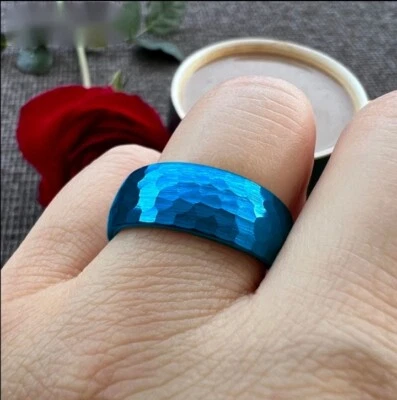 4/6/8 毫米男式女式锤形圆顶硬质合金戒指带舒适贴合戒指带 — 第 1/4 张图片