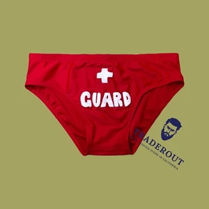 Traje de baño corto de baño H.E.Arts diseño para hombre salvavidas con logotipo estampado personalizado ROJO baño - Imagen 1 de 10