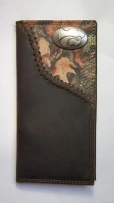 ZEP-PRO Kansas State Wildcat Fence Row Camo Leather Roper Wallet BURLAP Gift Bag - Image 1 of 4