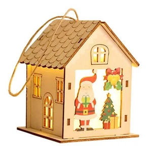 Lighted up Christmas Village Wooden House Gift Christmas Light Wooden House - Picture 1 of 6