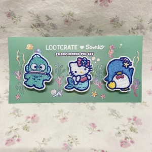 Sanrio X Lootcrate EXCLUSIVE Embroidered Pins Hello Kitty Tuxedo Sam Hangyodon - Picture 1 of 6