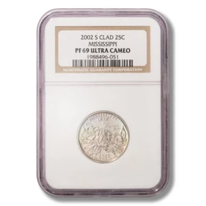 USA Mississippi State Quarter 2002 S Clad Proof NGC PF 69 Ultra Cameo - Picture 1 of 2