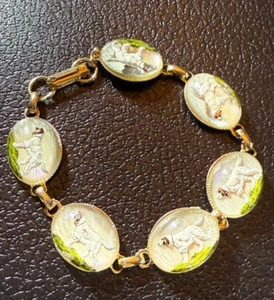Bracciale cane vintage Essex cristallo intagliato rovesciato scozzese terrier cabina ovale antico - Foto 1 di 7