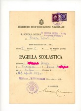 Pagella 1943 Scuola Media Piazza Tonoli Ascoli Milano Guerra Bombardamenti