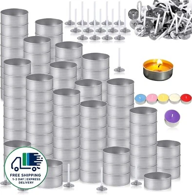 100 vasos de aluminio para velas de té, recipientes vacíos para cera de vela - Image 1 of 4