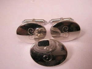 g Engraved Monogram Gold Plated Vintage KREMENTZ Cuff Links & Tie Bar Clip set - Picture 1 of 10