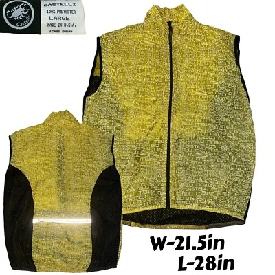 Vintage Made In USA Castelli Cycling Vest Full Zip Reflective Yellow Size Large - Image 1 of 4