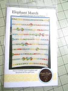 Elephant March Quilt Pattern by Lunden Designs, 40" x 50 3/4" & 50" x 69 1/4" - Picture 1 of 2