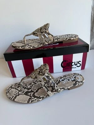 Sandalias de Tanga Circus by Sam Edelman Beige Piel de Serpiente Cresta Cañón Talla 9.5 Foto 1 de 4