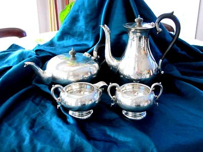 JUEGO DE CAFÉ TÉ 4 PIEZAS PLATA ESTERLINA ABEDUL 56,8 OZ TROY. 1767 gramos Foto 1 de 4