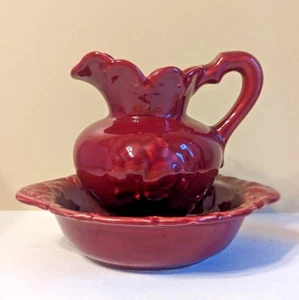 Vintage Camark Pottery 224 & 225 Burgundy Pitcher and Basin !READ! - Picture 1 of 19