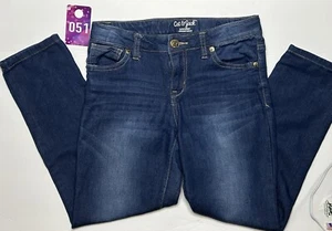 #51 Cat&Jack Girls Blue Jeans Size 12 Super Skinny Stretch Dark Wash, Adj. Waist - Picture 1 of 6