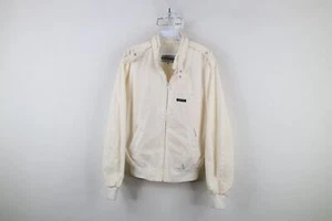 Vintage 90s Members Only Mens 38 Distressed Lined Cafe Racer Bomber Jacket White - Picture 1 of 19
