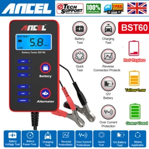 ANCEL 12V Car Battery Tester Battery Health/Charging/Alternator Analyzer Tool - Picture 1 of 15