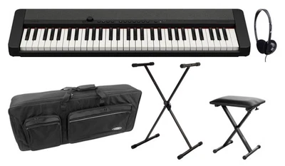 Casio CT-S1BK Casiotone Keyboard Black Deluxe set supporto panca custodia cuffie - Immagine 1 di 4