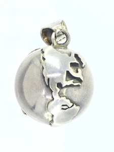 VINTAGE MEXIKO SIGNIERT SW KM STERLING PLANET WELT GLOBUS ANHÄNGER mit GLOCKENSPIEL 1,25" - Bild 1 von 10