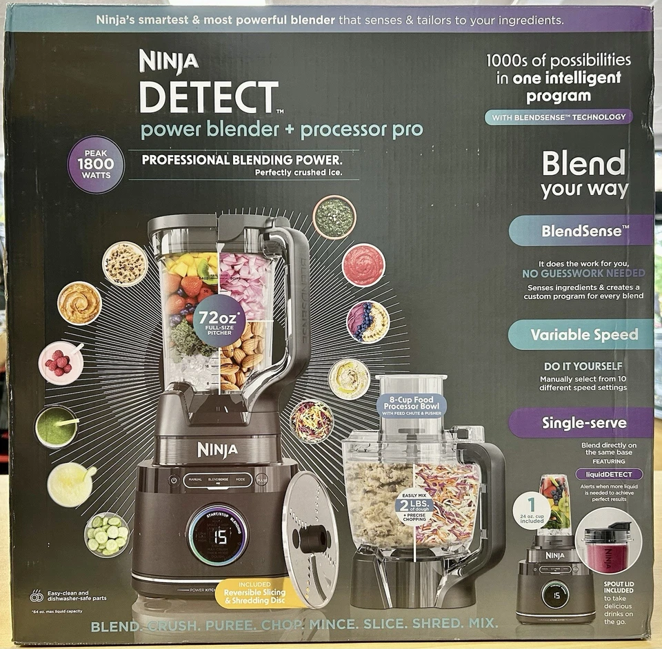 Ninja Detect Kitchen System Power Blender Processor Pro with BlendSense TB401