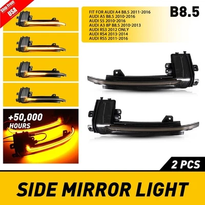 2PC LED Sequential Side Mirror Turn Signal Light For Audi A4 A5 S5 A3 RS3 RS5 US - Image 1 of 4